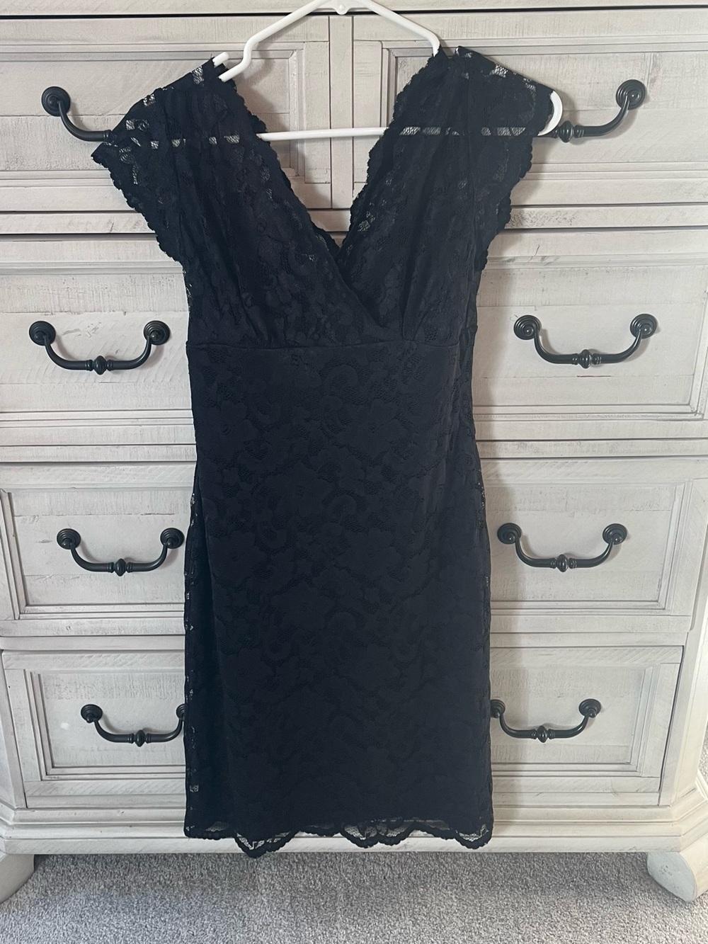 MARINA Black Evening Dress with Lace and Subtle Shine